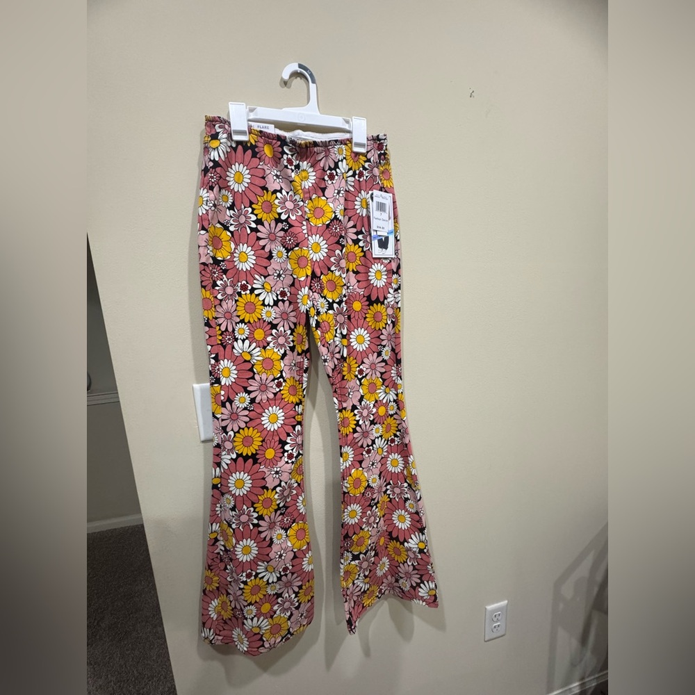Floral Print bell bottoms with Pink and Yellow Flowers